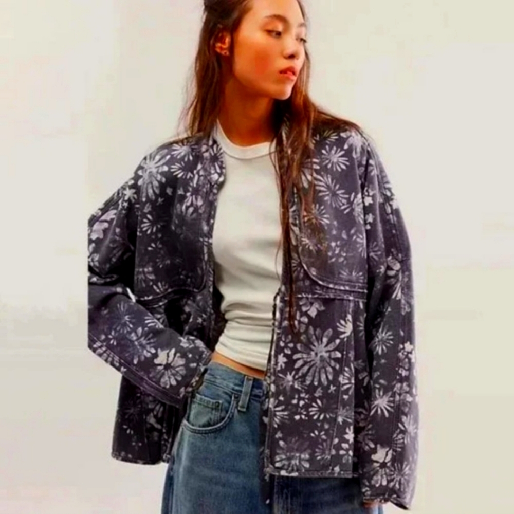 FREE PEOPLE Lua Vintage Indigo Floral Bed Cottagecore Jacket XS NWOT